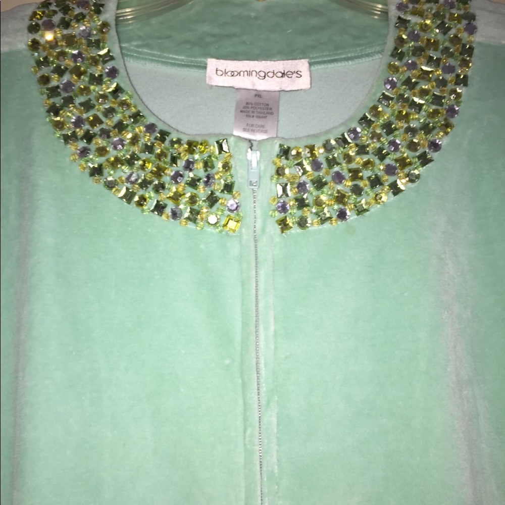 ✴️Bloomingdales frosty mint zip up cardigan PXL